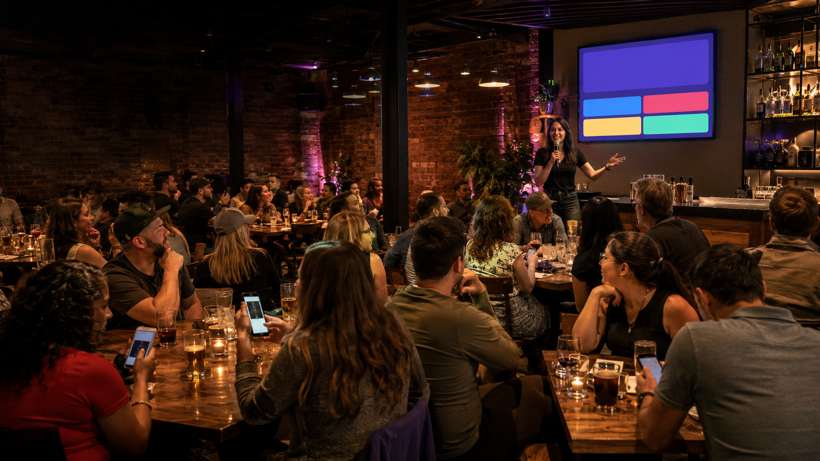A lively pub trivia night